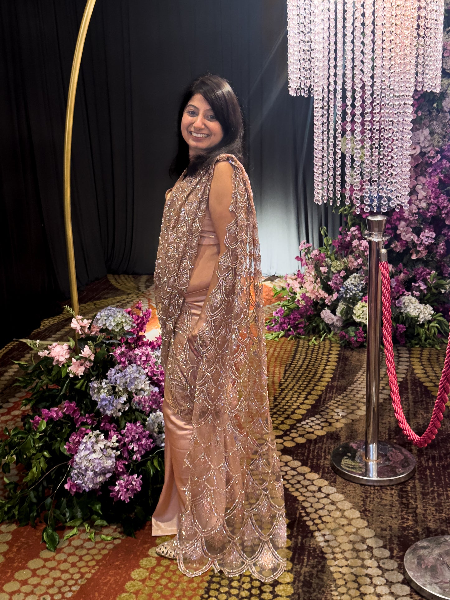 Rose Gold Embroidered Saree MA1501 | Designer Saree Sri Lanka