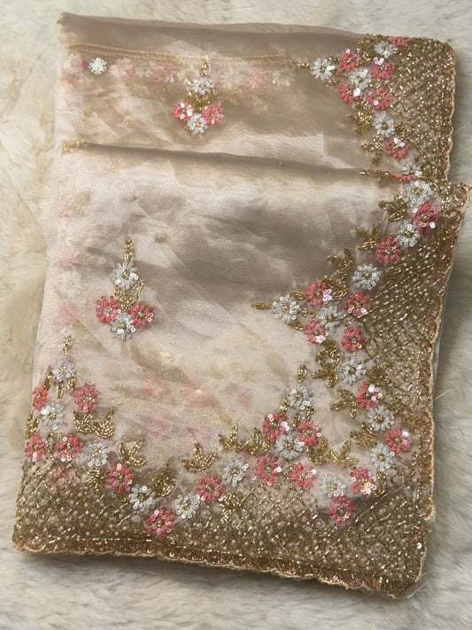 rose gold embroidered Embroidered Dupatta MA1623 | Designer Dupatta Sri Lanka