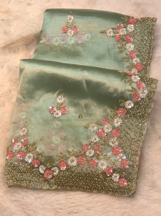 gold Embroidered Dupatta MA1639 | Designer Dupatta Sri Lanka