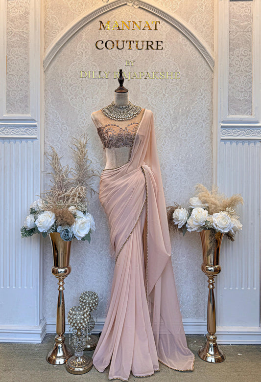 rose gold Designer Saree MA | Designer Saree Sri Lanka