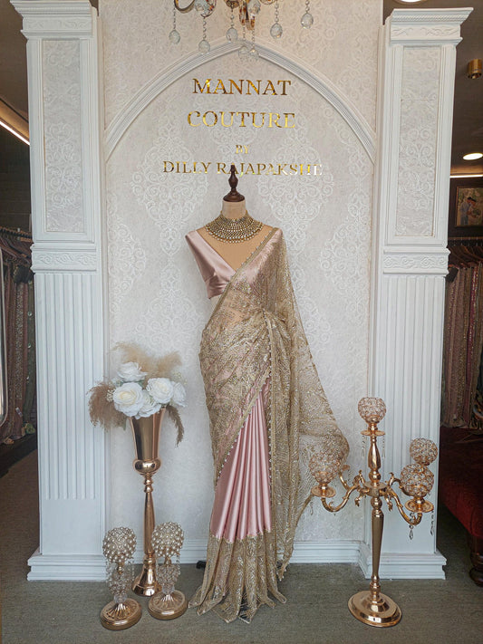 Pink Gold Embroidered Saree MA919 | Luxury Saree Sri Lanka