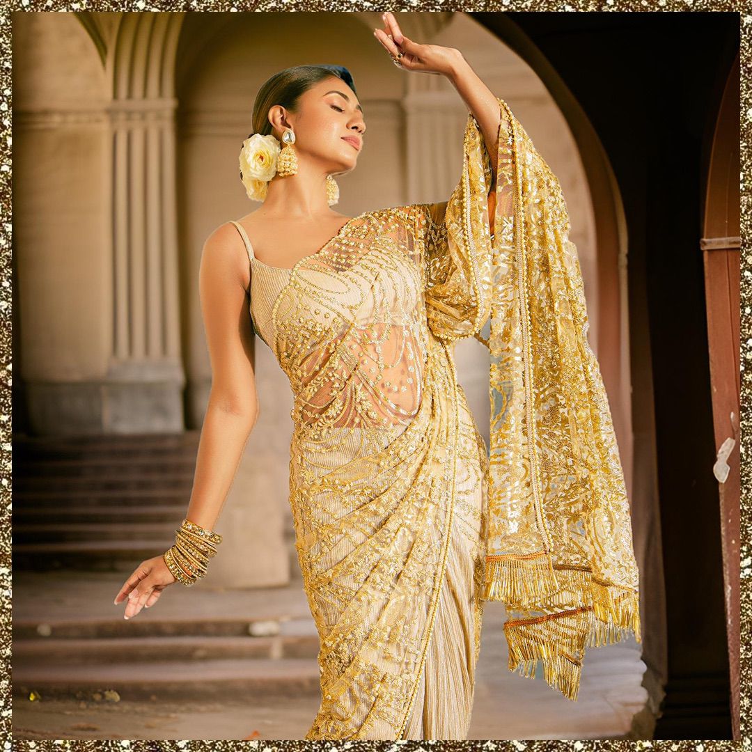 gold Designer Saree MA1072 | Luxury Saree Sri Lanka